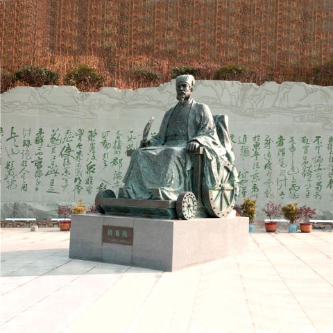 诸葛亮景观铜雕像-公园景区广场文化人物，著名三国人物雕塑