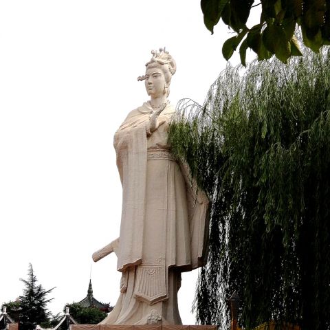 虞姬石雕像-城市文化人物历史美女雕塑