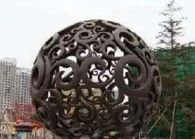 不锈钢铁艺镂空球喷泉景观雕塑