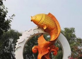 不锈钢景区鲤鱼跃龙门雕塑