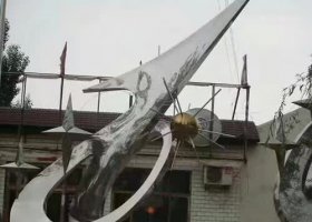 广场大型不锈钢落地标志雕塑