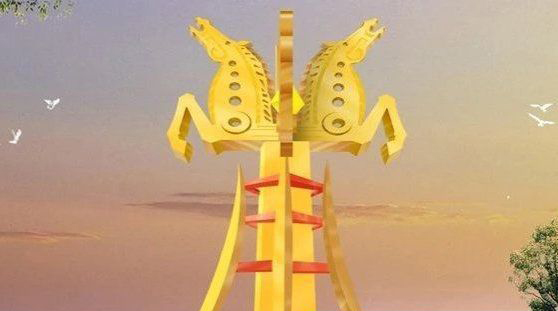 不锈钢双马雕塑图片