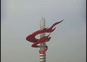 创意抽象红色火焰广场景观不锈钢雕塑