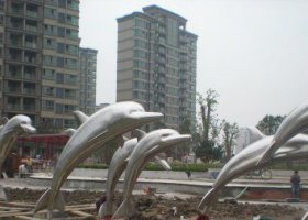 不锈钢跳跃的海豚雕塑