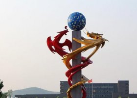 广场戏珠不锈钢雕塑