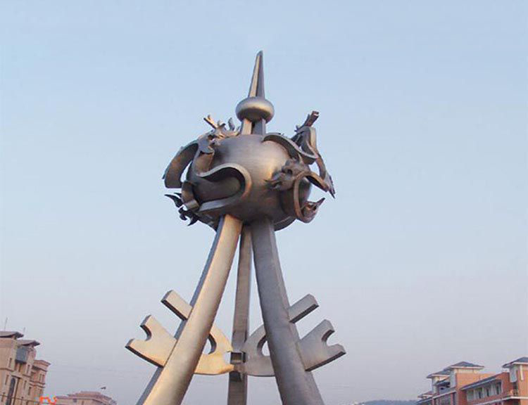 广场大型不锈钢龙雕塑图片
