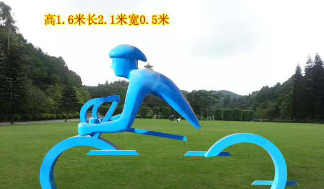 不锈钢户外骑车运动雕塑图片