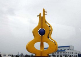 广场不锈钢抽象葫芦琵琶雕塑