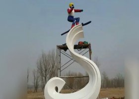广场不锈钢滑雪运动雕塑