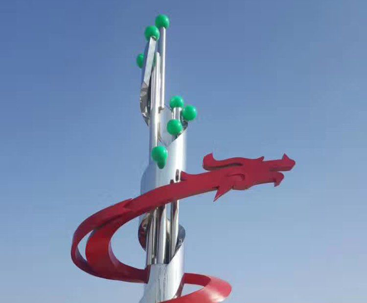  广场不锈钢抽象龙雕塑图片