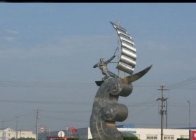 广场不锈钢抽象扬帆踏浪景观雕塑