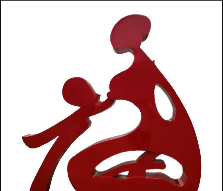 不锈钢抽象母子福字雕塑图片