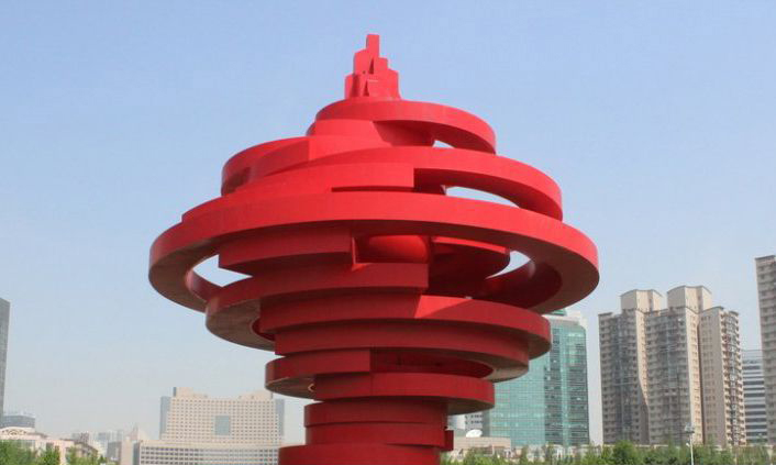 不锈钢螺旋状广场景观雕塑图片