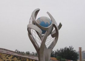 广场不锈钢手捧地球景观雕塑