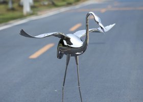 酒店镜面仙鹤展翅不锈钢雕塑