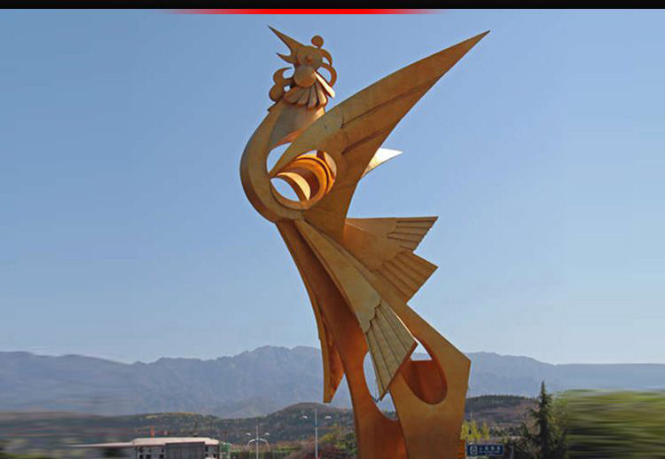 广场不锈钢抽象凤凰雕塑图片