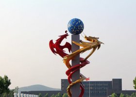 不锈钢戏珠广场景观雕塑