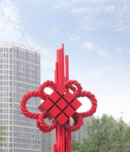 城市不锈钢中国结景观雕塑图片