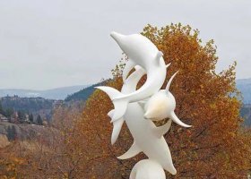 公园不锈钢海豚动物雕塑