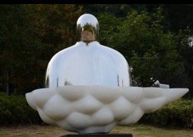 公园不锈钢抽象云端之上人物景观雕塑