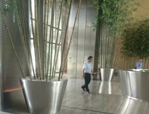 公司不锈钢花盆景观雕塑图片