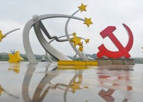 广场不锈钢大型党徽五角星雕塑