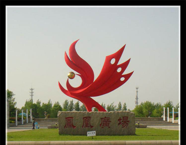 广场不锈钢凤凰装饰雕塑图片