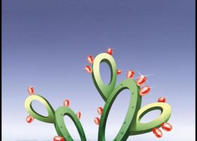 抽象创意仙人掌景观不锈钢雕塑