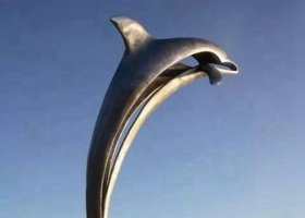 大型不锈钢抽象海豚雕塑