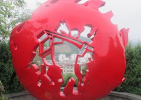 公园不锈钢抽象镂空球雕塑