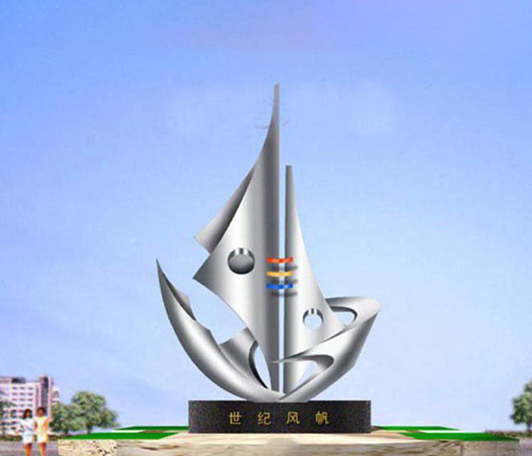 不锈钢抽象船帆雕塑图片