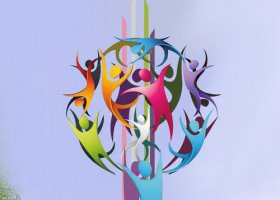 不锈钢彩色运动公园景观雕塑