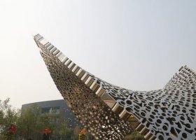 不锈钢镂空字母遮阳亭子广场雕塑