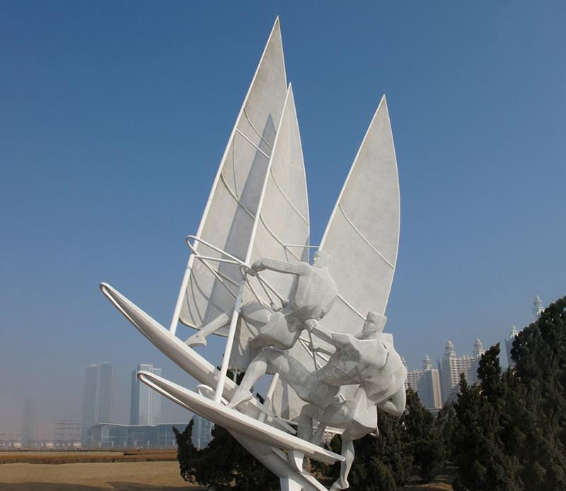 广场不锈钢帆船比赛运动雕塑图片
