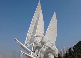 广场不锈钢帆船比赛运动雕塑