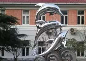 广场海豚不锈钢雕塑