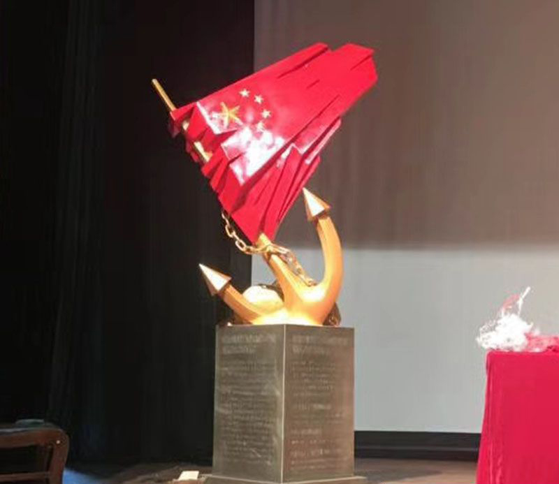 不锈钢五角星船锚雕塑图片