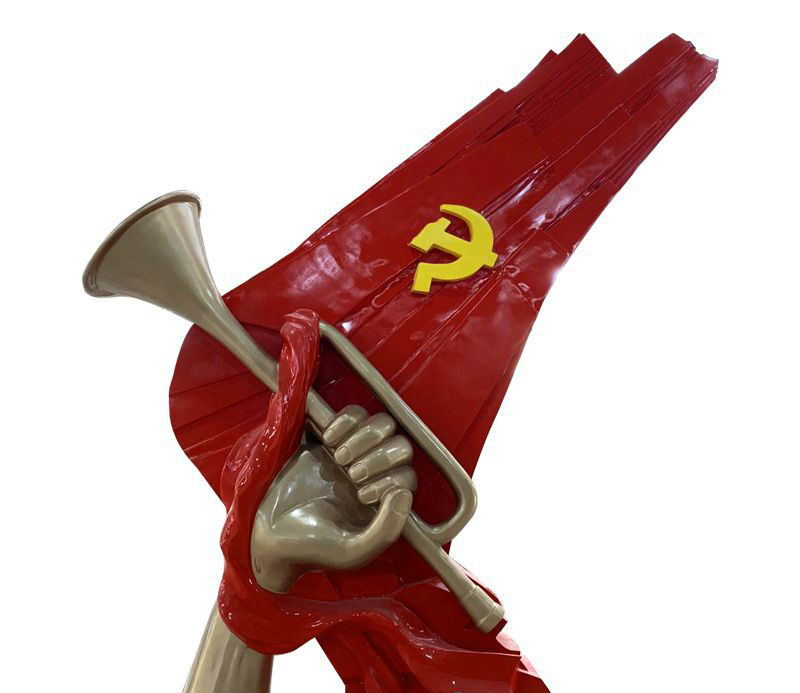 不锈钢党旗军号雕塑图片