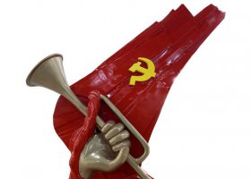 不锈钢党旗军号雕塑
