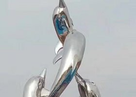 公园不锈钢动物海豚顶球雕塑