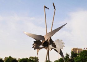 不锈钢仙鹤雕塑