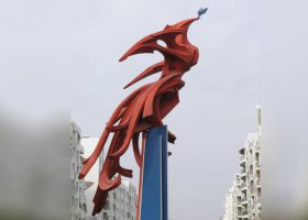 广场不锈钢凤凰抽象雕塑