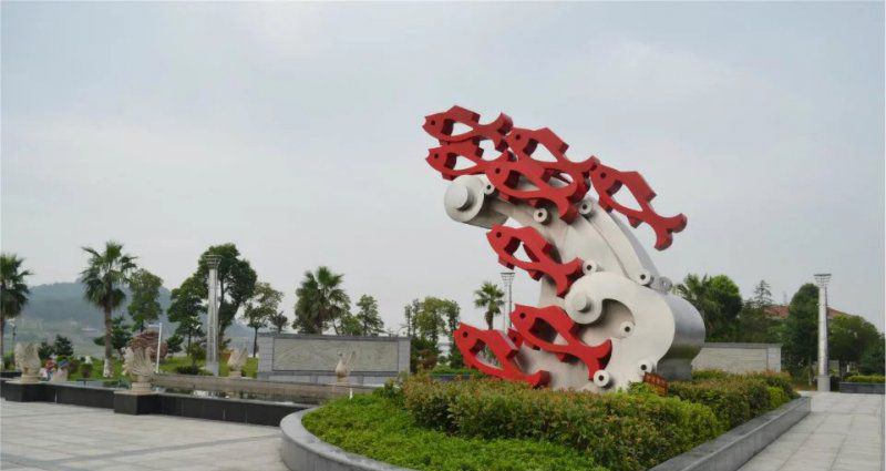 公园不锈钢抽象鱼群动物景观雕塑图片