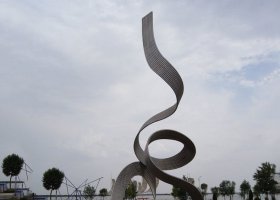 不锈钢丝带广场景观雕塑