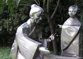 不锈钢古代人物公园景观雕塑