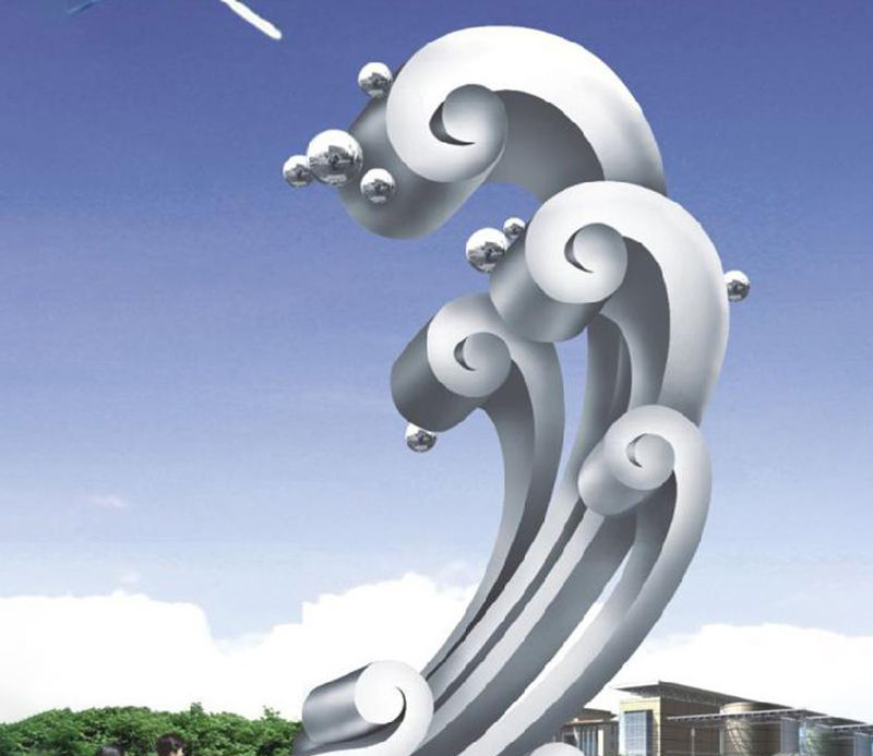 不锈钢大浪雕塑图片