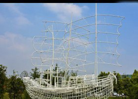 公园不锈钢编织的帆船景观雕塑