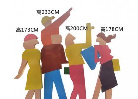 不锈钢剪影逛街人物雕塑