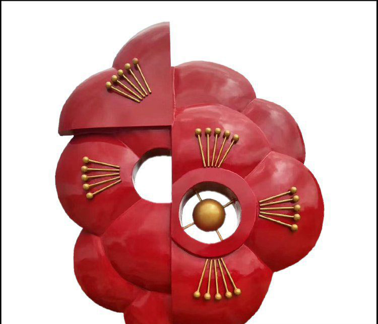 不锈钢抽象桃花雕塑图片