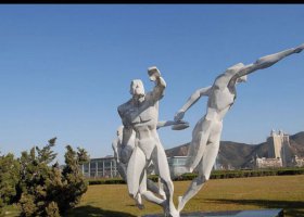 公园不锈钢抽象掷铁饼人物景观雕塑